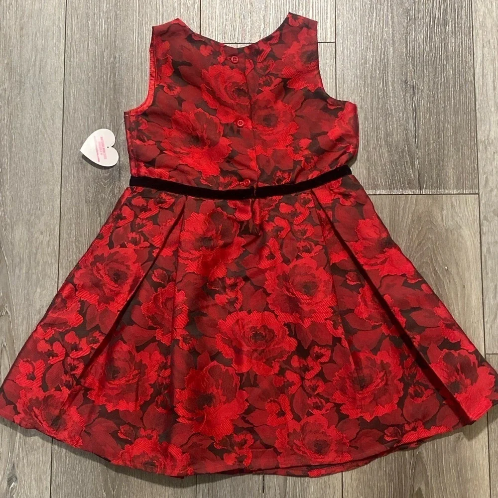 The Children’s Place Holiday Red Floral Fit & Flare Sleeveless Dress 5T